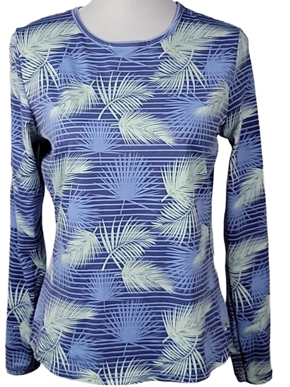 Hang Ten Blue Palm-Print Long Sleeve Tee